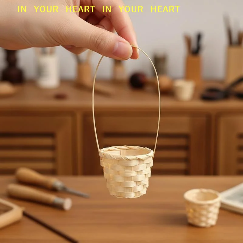 【X】10Pcs Bamboo Wicker Mini Basket Handmade Flower Small Storage Organizer Decorative Container for Baby Shower Favors Kitchen image 2