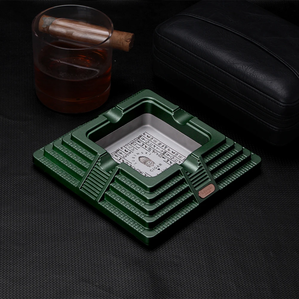 Lubinski Metal Cigar Ash Tools Useful Cigar Ashtray Portable Household Outdoor Smoking Use Tobacco Ashtray 4 Slot Cigar Ash Tool