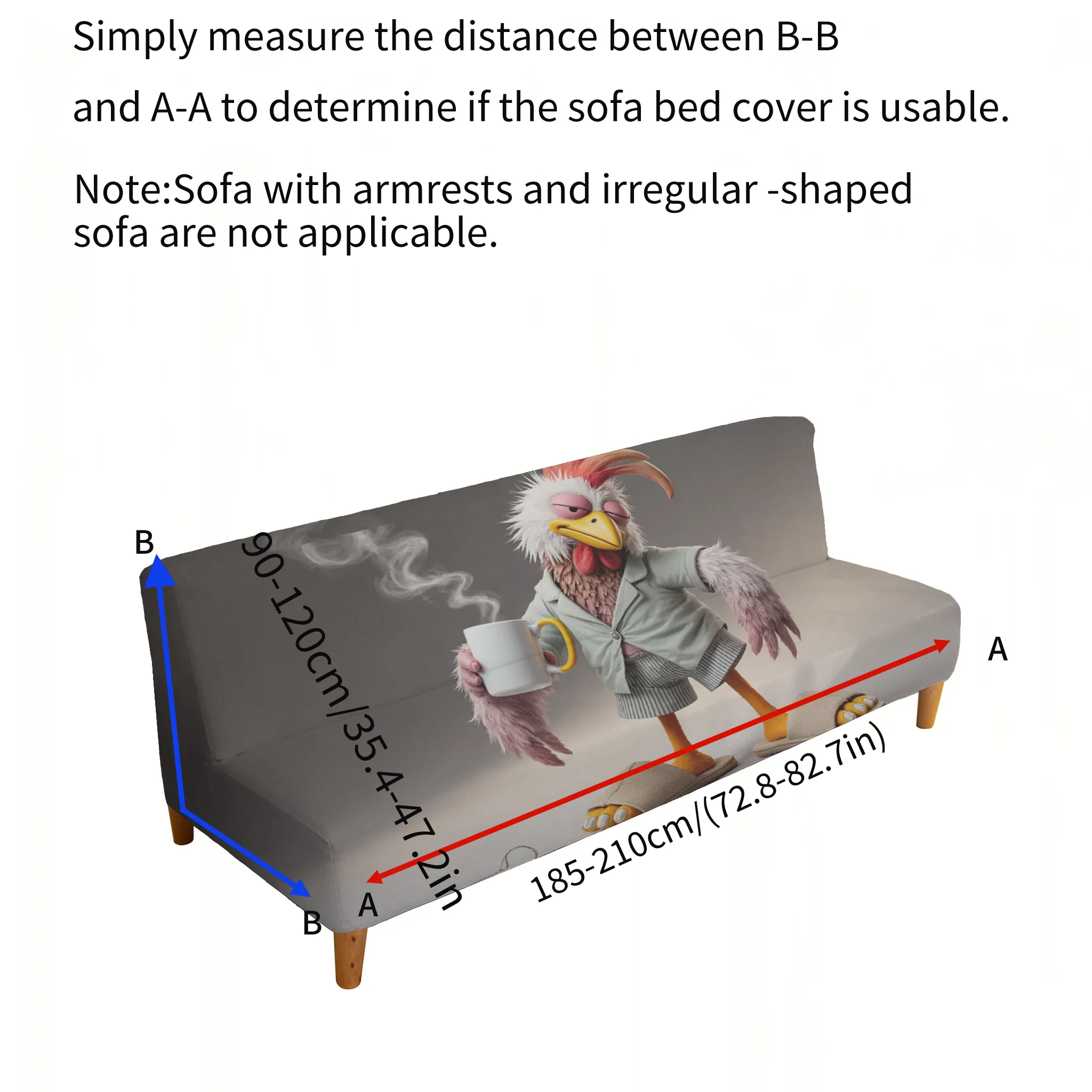Slippers Good Morning Chicken Print Sofa Bed Cover, Living Room Sofa Bed Cover, Dustproof Machine Washable Sofa Bed Cover