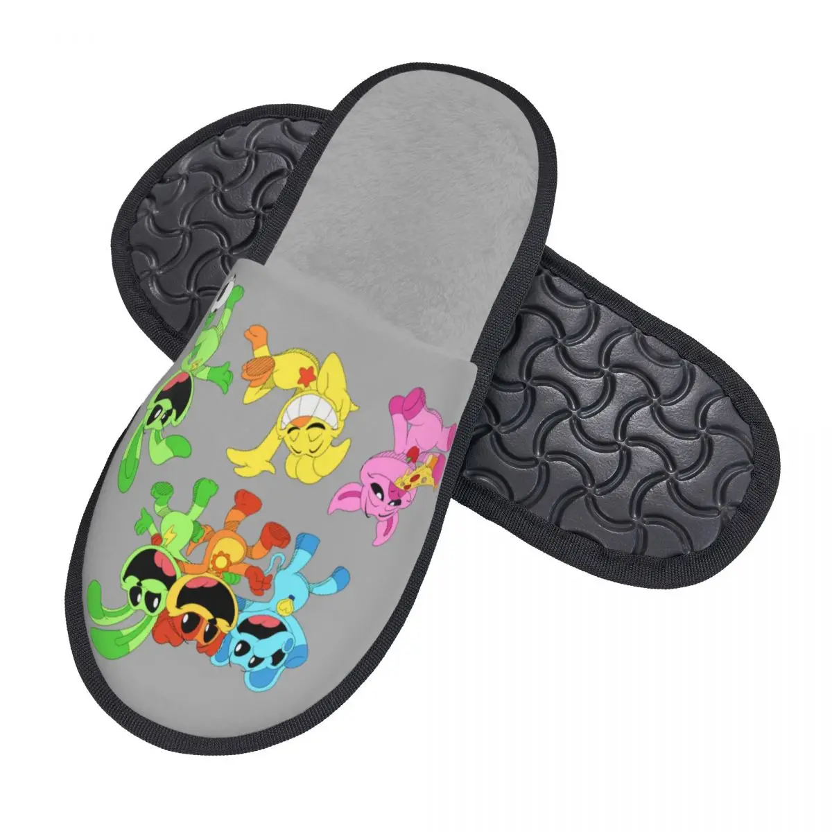 Custom Colorful Smiling Big Mouth Critters Group Guest Slippers for Hotel Women Scarry Animated Game House Slipper