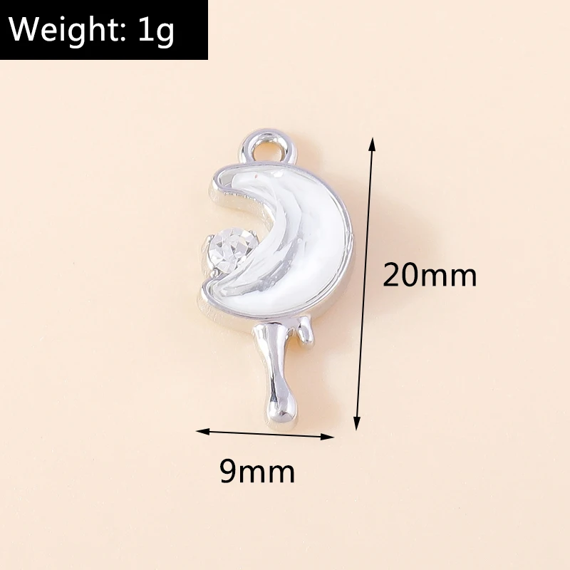 Leslie 4 Stück wunderschöne Gold-Silber-Farbe Kristall Polaris Charm für Schmuckherstellung Stern Mond Anhänger Halskette Armband Ohrring DIY – Detail 12