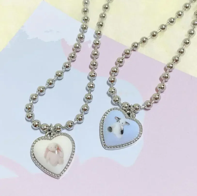 Moda coreana coelho vaca crânio cogumelo borboleta pingente colar para mulheres unisex punk rock coração anjo colar jóias presente