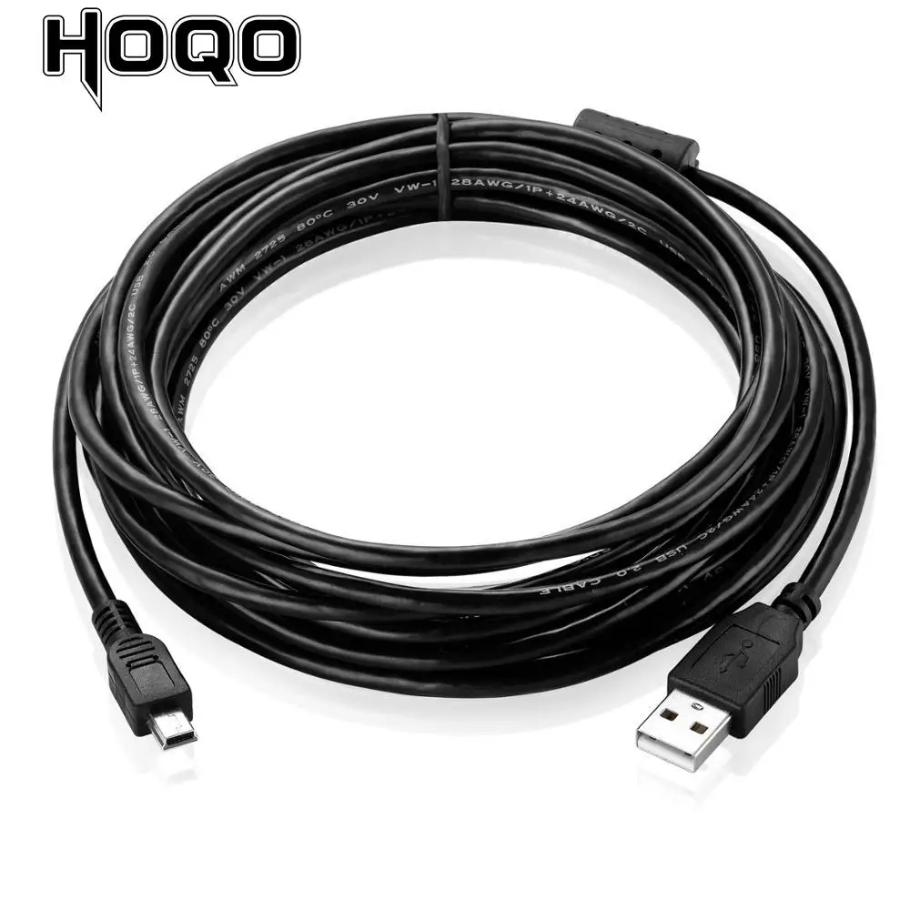 Cable USB 2,0 tipo A macho A Mini 5P macho, Cable USB Mini 5P M/M trenzado + lámina de 5m, utilizado para grabadora de conducción