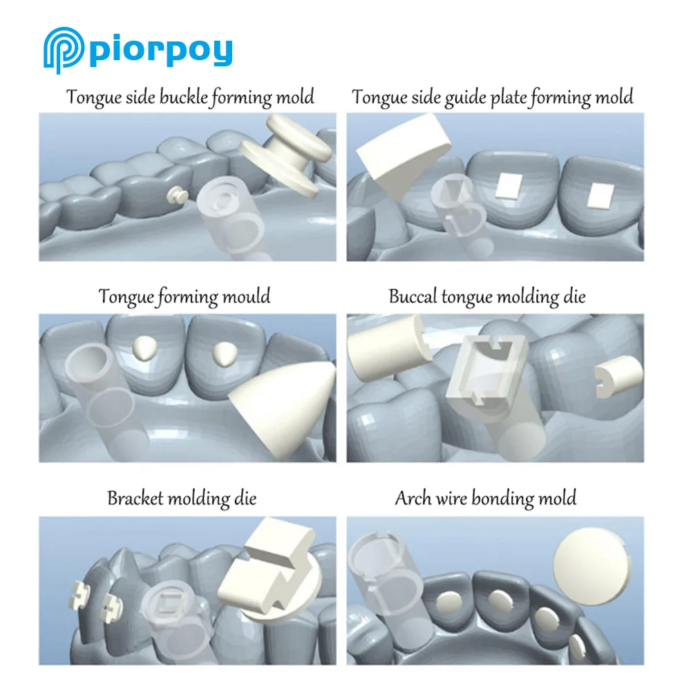 PIORPOY قالب حقن تقويم الأسنان الصغير سريع المدمج جماليات كاتب عدة قوس اللسانية زر طب الأسنان الملحقات
