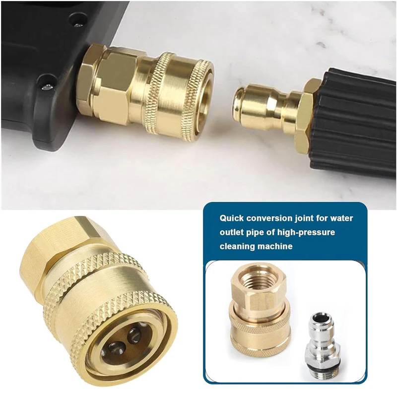 Pressure Washer Quick Connect Kit M14x1.5 to 1/4 Inch Connector Fittings Plug Gun to Hose for Spray Lance Hose Pump Adapter