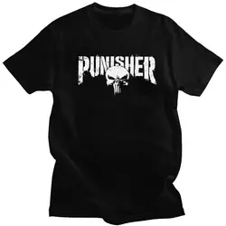 Trendy Superhero T Shirt Men Short Sleeved Cotton T-shirt Leisure Punisher Skull Symbol Tee Tops Graphic Tshirt