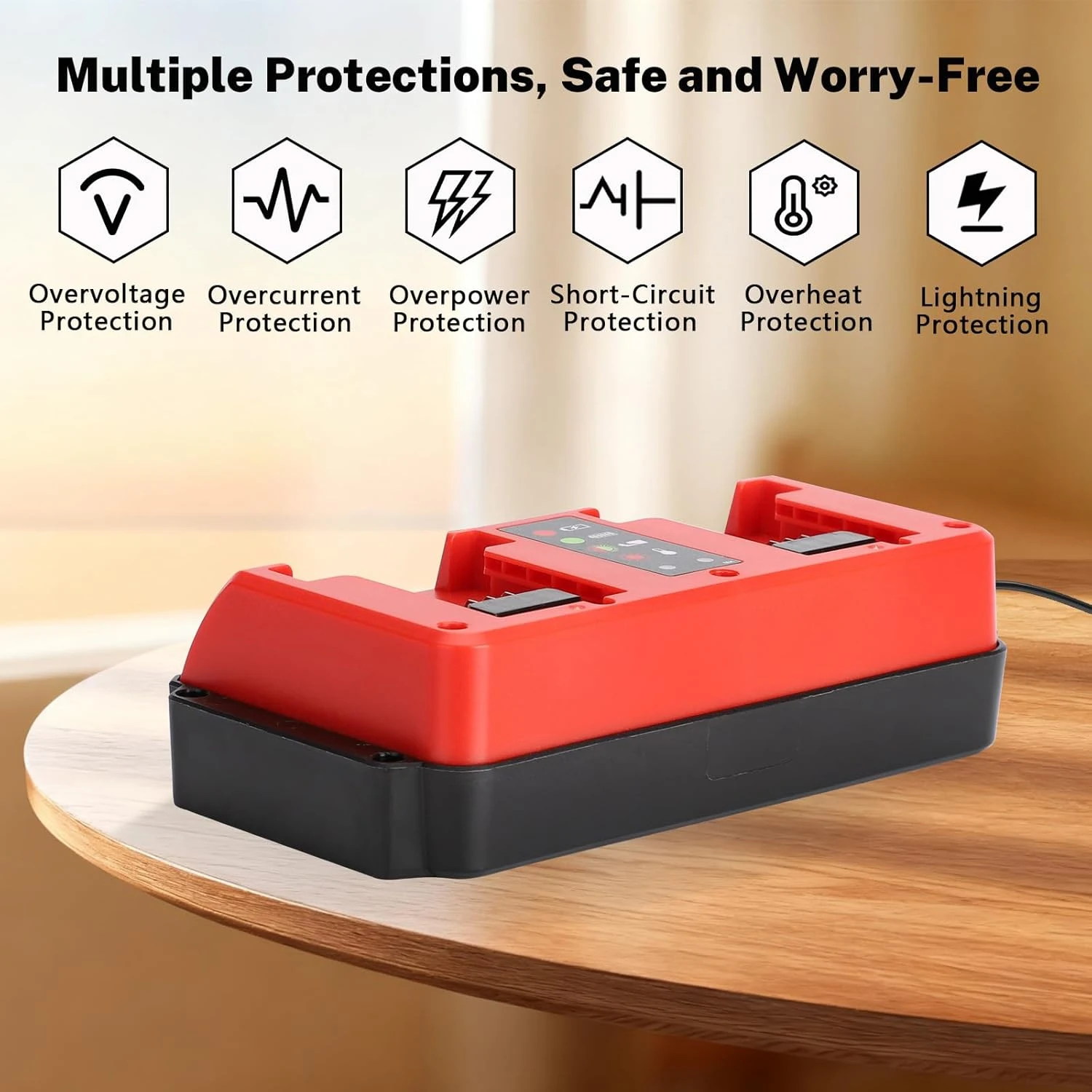 محطة شاحن مزدوجة ببطارية 18 فولت بمنفذين متوافقة مع بطارية ميلووكي M18 18 فولت، مدخل شاحن صغير متعدد الجهد 100-240 فولت #5