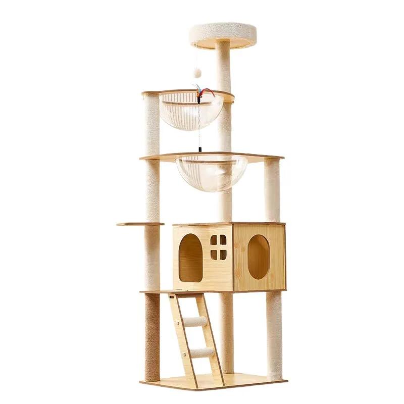 Árbol para gatos todo en uno resistente con torre y cama escalable