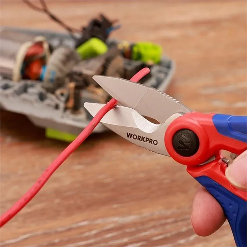 WORKPRO162MM stainless steel electrician's scissors, professional scissors for flexible cables