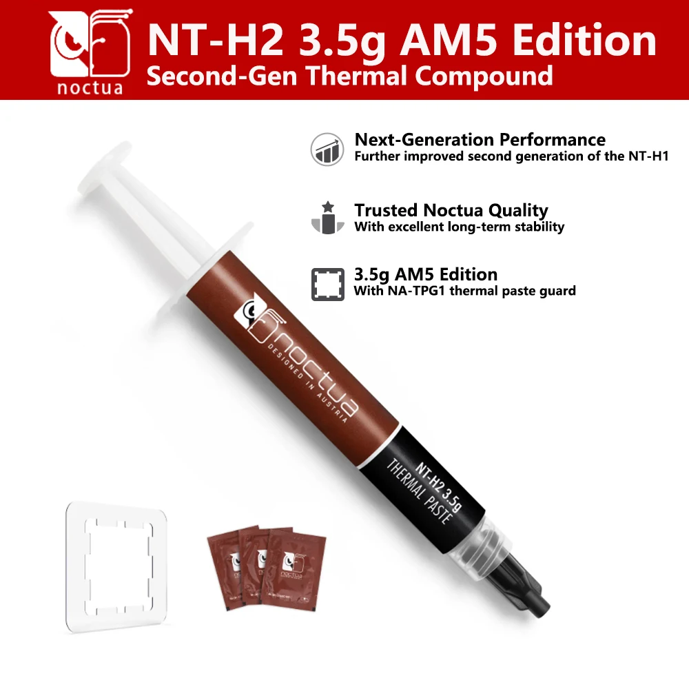 

Noctua NT-H1 NT-H2 3.5g 10g Next-Generation Performance Pro-Grade Thermal Compound With Excellent Long-Term Stability