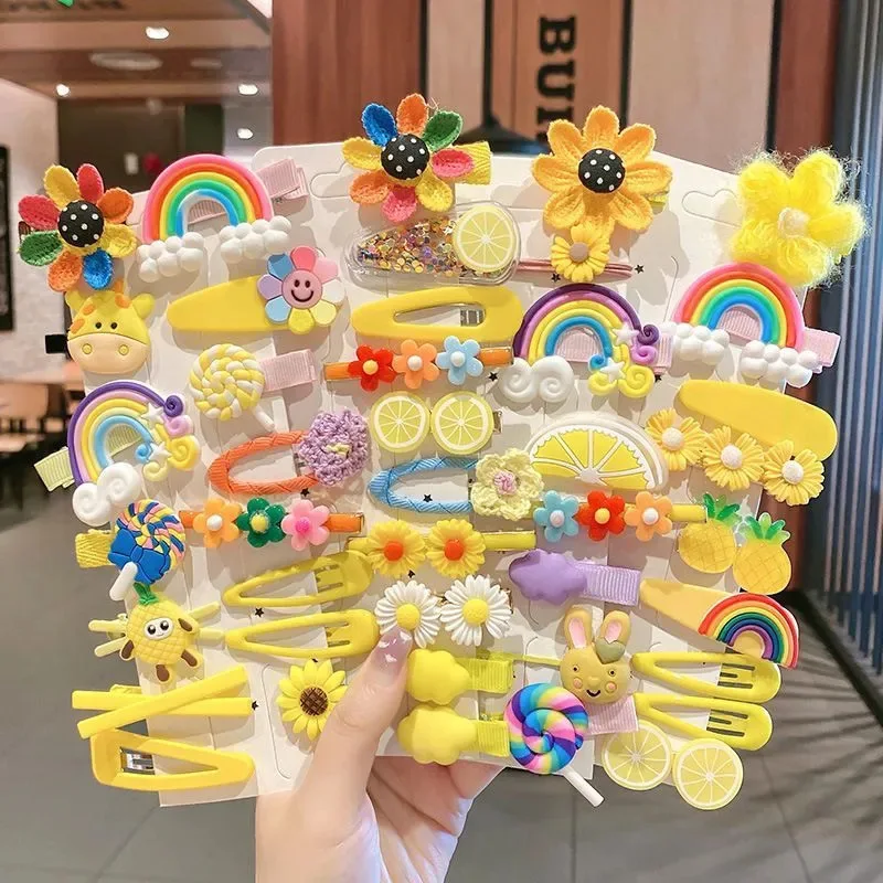 Children's hairpin 14-piece set cartoon cute baby girl kidsren's hairpin flower fresh and sweet student side clip