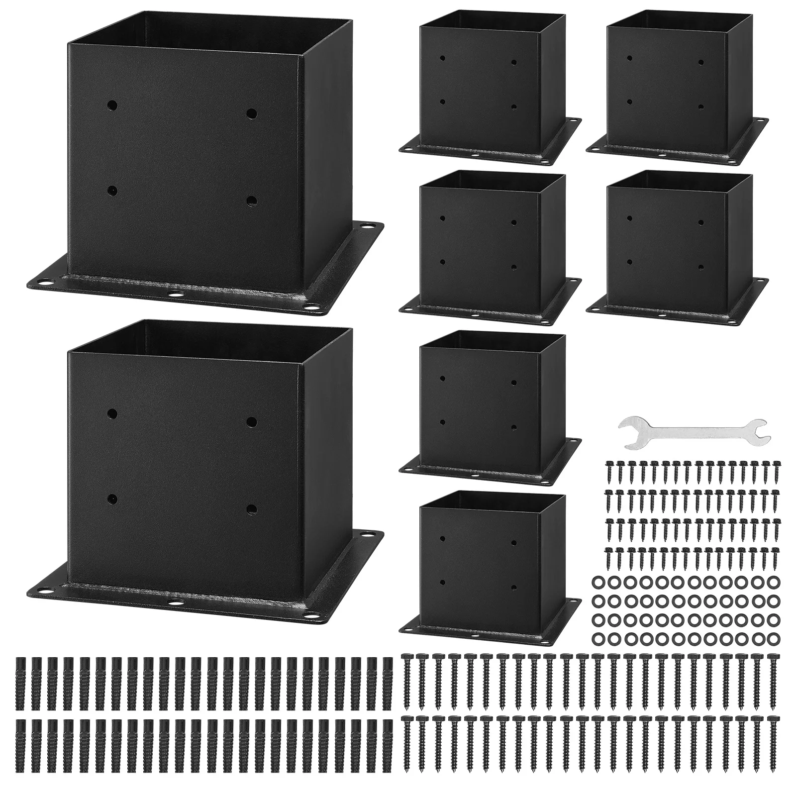

SucceBuy 4x4 Post Base 8 Pcs Inner Size 3.6x3.6 in/92x92mm Post Brackets Heavy Duty Carbon Steel Wood Posts Brackets for Support