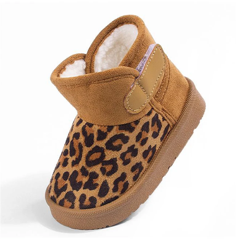 Kids Leopard Print Snow Boots Winter Boys Girls Warm Cotton-padded Shoes Soft Bottom Toddler Baby Children Boots CSH1708