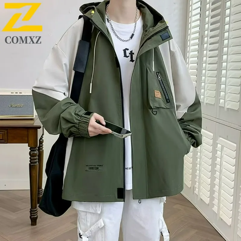 

COMXZ 2025 уличная мужская куртка с капюшоном приключенческие ветрозащитные куртки модная удобная прочная осенняя одежда для путешествий