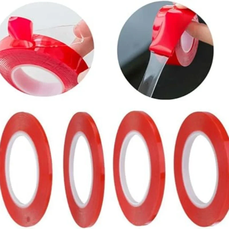 3-10Meter 5/10/20mm Width Double Sided Adhesive Tape Acrylic Transparent No Traces Sticker LED Strip Car Fixed Tablet