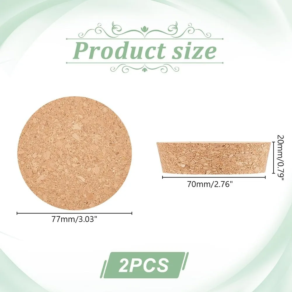 2Pcs Large Cork Lids for Jars Cork Bottle Stoppers Tapered Cork Plugs Natural Soft Wood Cork Replacement Corks for Mason Jars