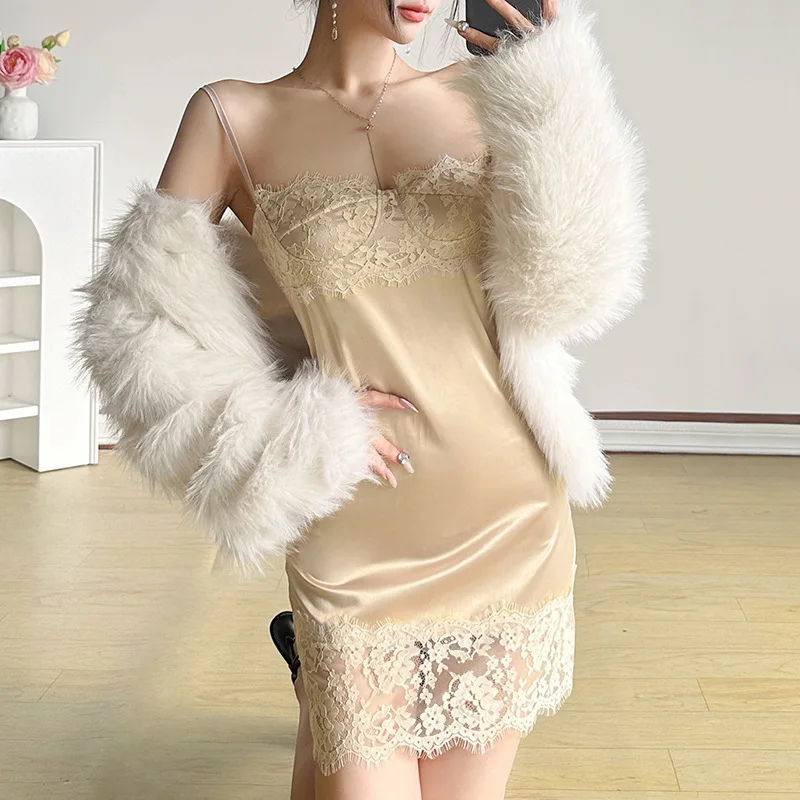 Slash neck sexy feminino rendas retalhos suspender mini vestido feminino moda doce menina sem mangas bodycon lápis curto deslizamento vestido