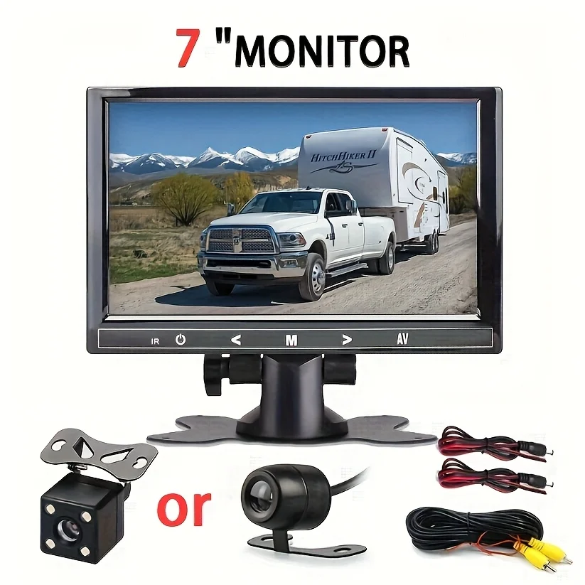 

17.78cm Monitor with Touch Key & Rear View Camera Kit - 12-24V Night Vision, Color Display, Parking Guide