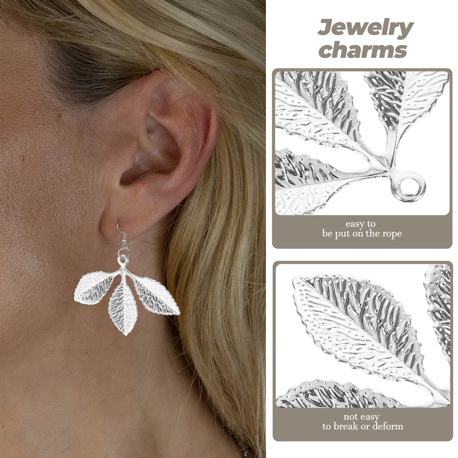 

100Pcs Leaf Pendants Metal DIY Jewelry Making Charms Craft Supplies for Necklace Bracelet Earring Hair Stick Retro Accessories