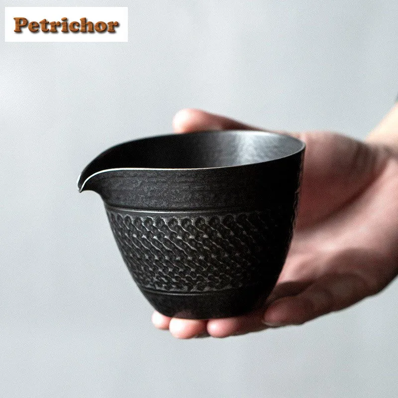 175 مللي النمط الياباني الفضة الأسود اليدوية سكين القفز نمط إبريق الشاي صب الشاي تشا هاي موزع العدالة كوب معرض القدح #5