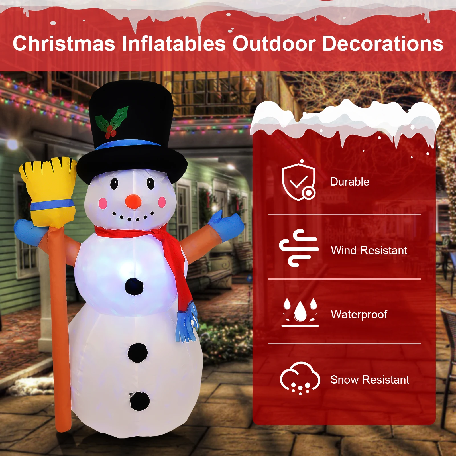 4 FT Christmas Inflatables Outdoor Decorations Waterproof Lighted Inflatable Snowman Christmas Blow Up Yard Decorations with LED