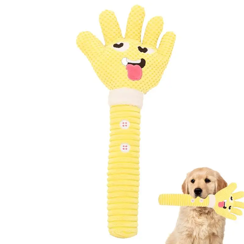 

Dog Teething Plush Pet Teething Toys Palm-Shaped Squeaky Plush Cute Plush Squeaky Dog Toy Bite Resistant Chewing Toy For