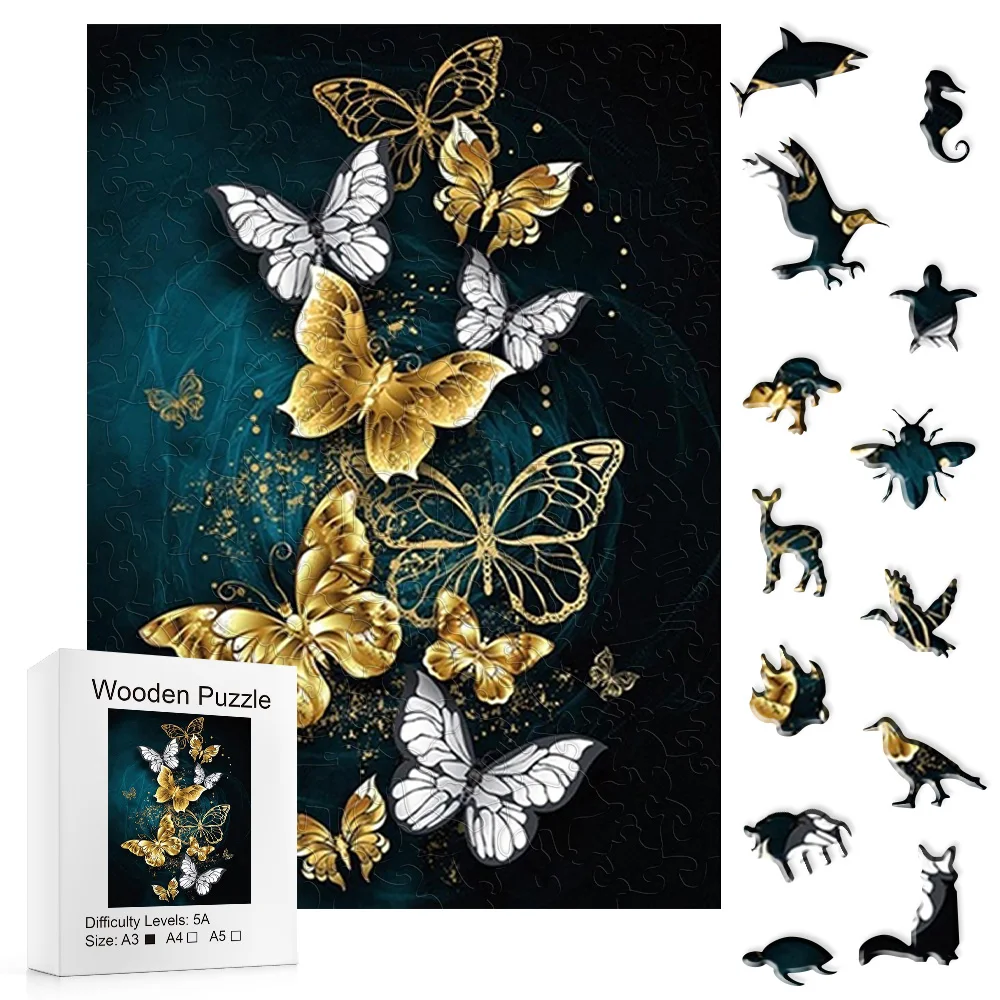 Colorful Butterfly Wooden Puzzles, Wooden Puzzles Unique Shape High Quality Puzzles Mother Love Wooden Puzzles For Adults