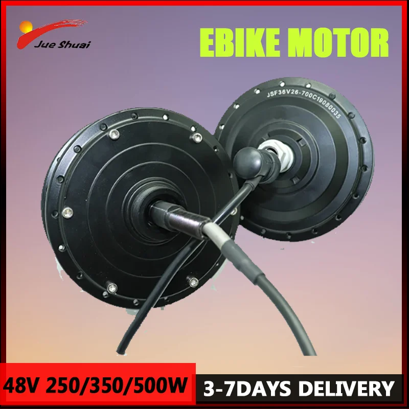 48V Electric Bike 250-500W Hub Motor for Rear/Front Wheel E-Bike Brushless Gear Motor V/Disc Brake E-Bike Motor 12 Magnets PAS