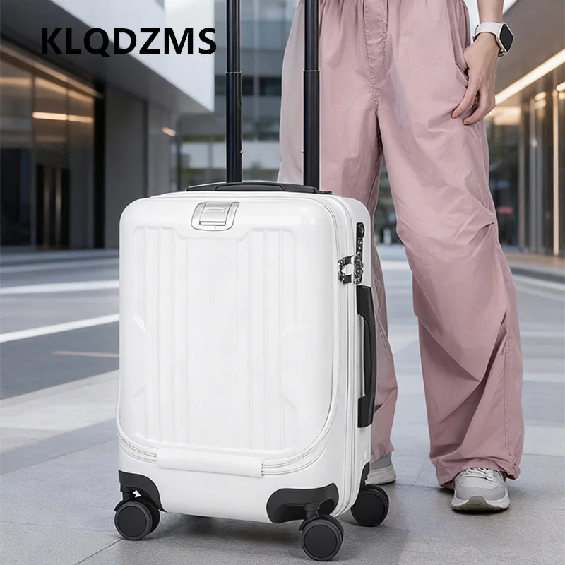 KLQDZMS Travel Luggage 20 Inch ABS+PC Trolley Case Women's Boarding Box Student Password Box Front Opening Laptop Suitcase