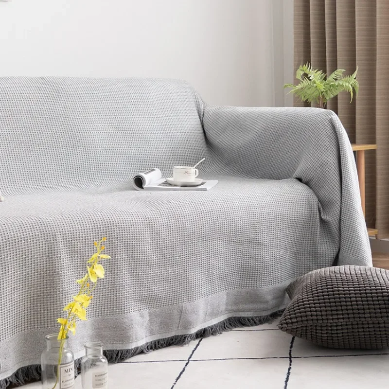 Cotton and Linen Sofa Towel Solid Color Sofa Mat Four Seasons Universal Sofas Pad for Living Room Anti-Slip Couch Cushion Luxury