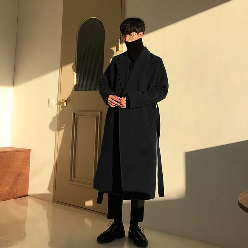 

Bla Woolen Coat Men's Mid-Length Loose Fit Faionable Korean Sle Autumn New Arrival Warmth Youthful Energy Windbreaker