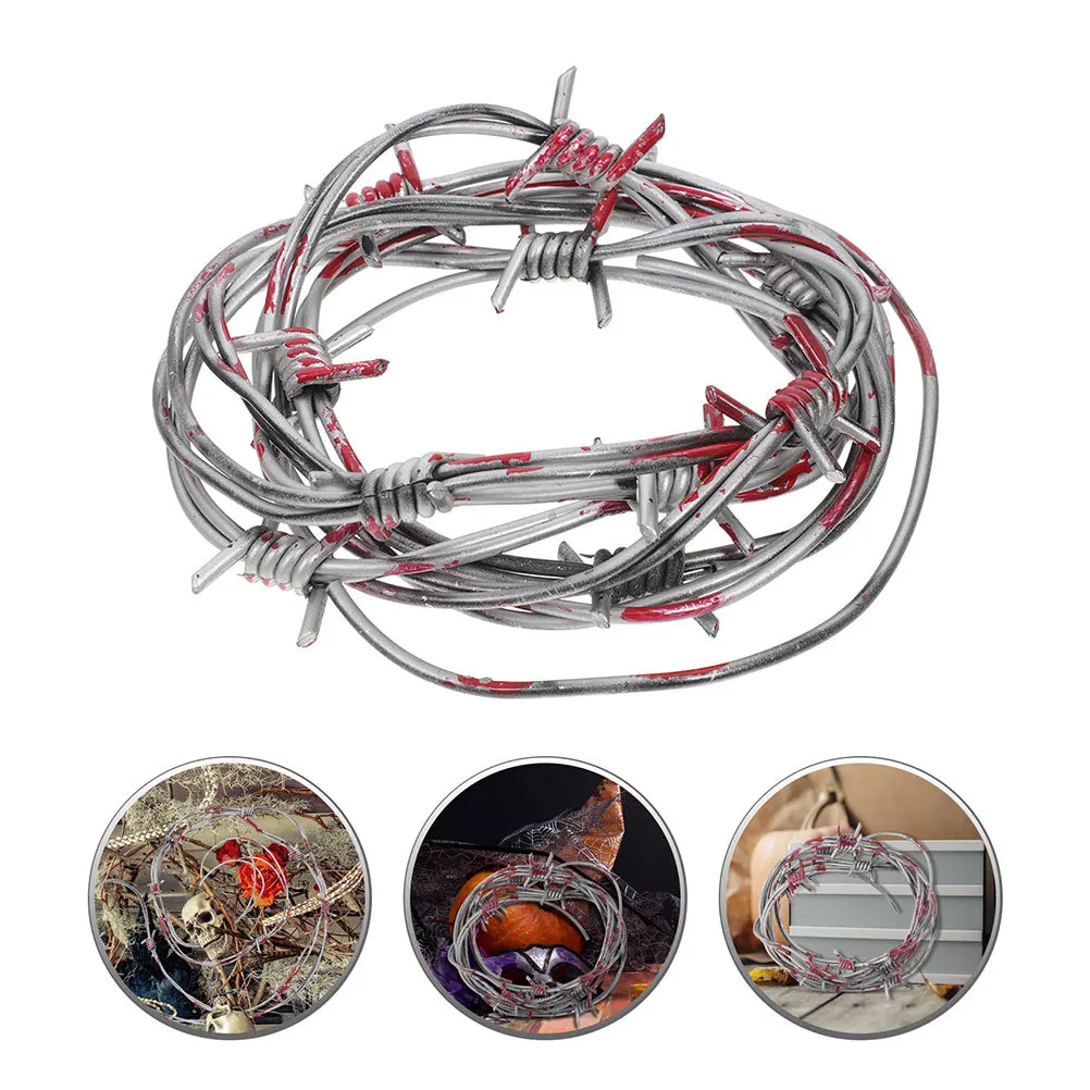 

4Pcs Realistic Barbed Wire Chain Halloween Props for Indoor Decor Scary Party Adornment Fake Barbed Wire Plastic Chains Props