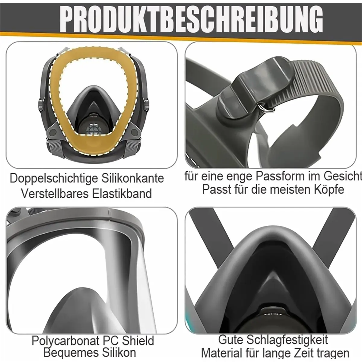 Reliable- Gas Masks Survival Nuclear and Chemical, Gas Mask with 40mm Activated Carbon Filter, Full Face Respirator Mask
