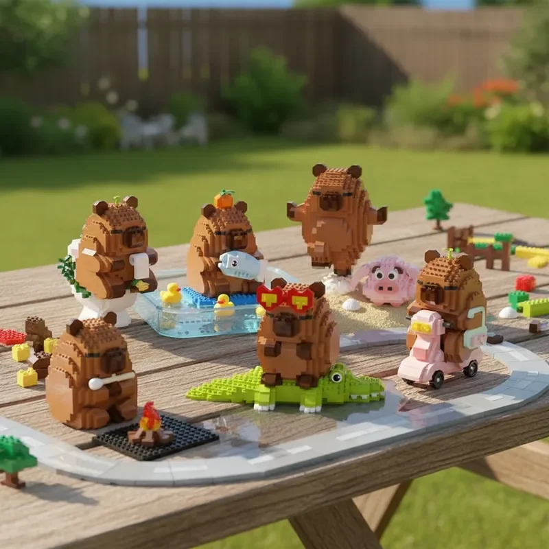 

Cute Cartoon Animals Capybara Micro Building Blocks DIY Puzzle Desktop Decor Model Perfect Birthday Gift for For Kids