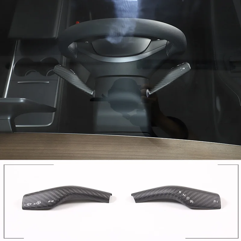 For Tesla Model 3/Y 2016-2022 Steering Wheel Gear Shift Lever Cover Protection Cover Wiper Column Shift Shell Car Accessories