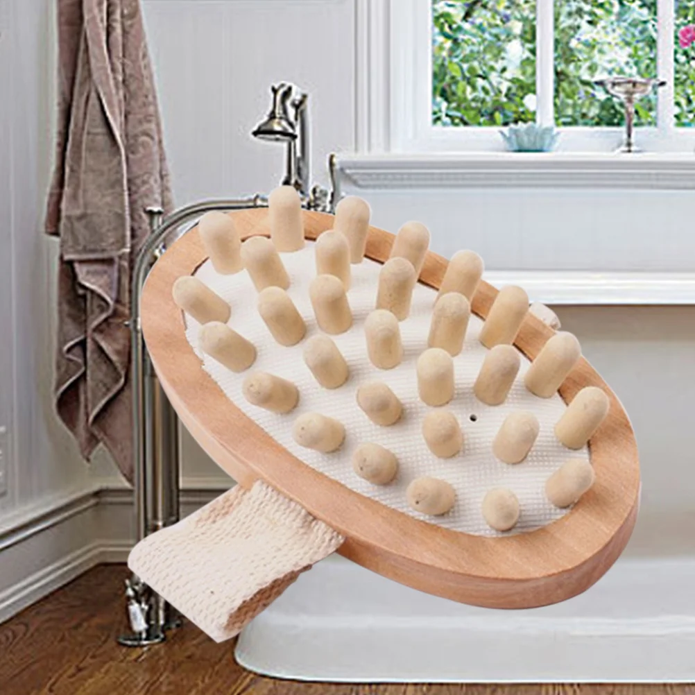 Body Massage Bath Brush Wooden Massage Round Head Bath Bathroom Accessories (Wood Color) Wooden bath brush