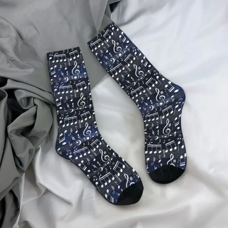 Calcetines con estampado 3D para hombre y mujer, calcetín Unisex con estampado divertido de galaxia espacial, ideal para regalo de música de pianista, calcetín de vestir transpirable