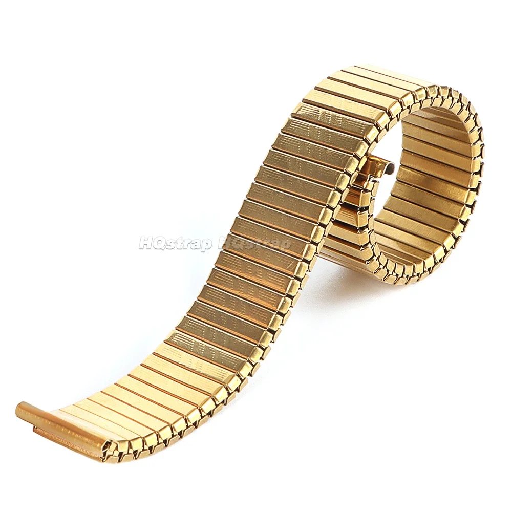 12 14 16mm 18mm 20mm Metal Elastic Stretch Strap Stainless Steel Expansion Silver Gold Bracelet Men Women Watchband Accessories