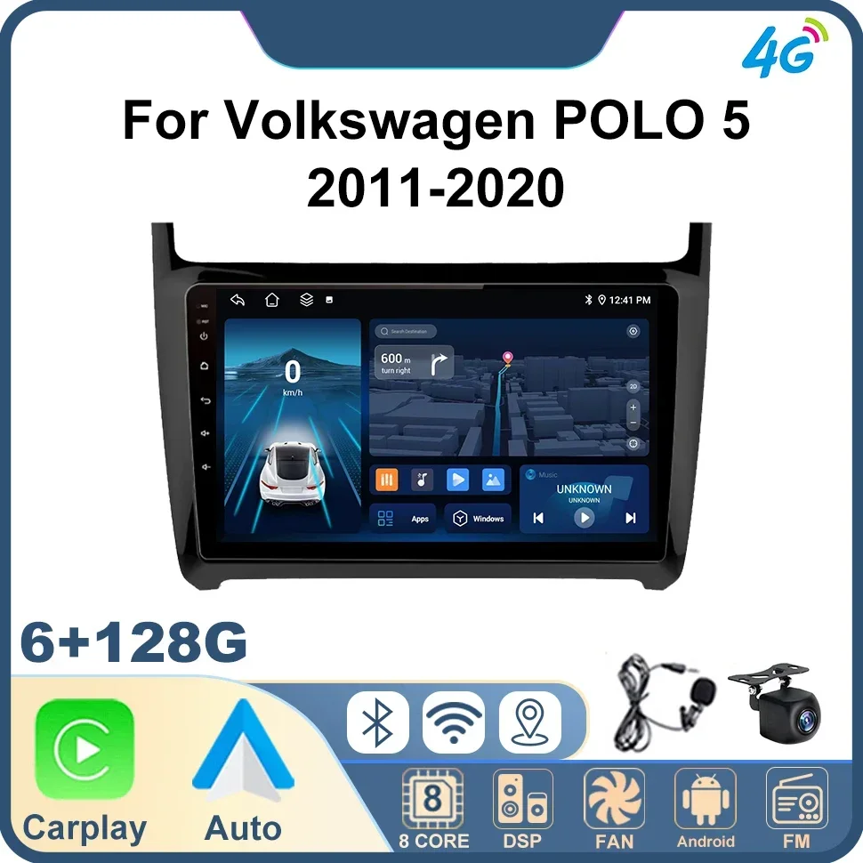 Android 12 Car Radio Multimedia Video Player for Volkswagen POLO 5 2011-2020 2 Din Car Stereo Carplay 9 Inch GPS WIFI Autoradio