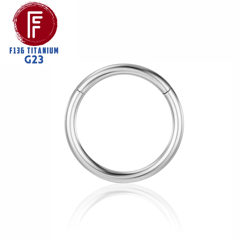 F136 Titanium Nose Piercing Hinged Bead Hoops CZ Stone Rings