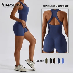 Vnazvnasi-Mono de Yoga acanalado sin costuras para mujer, conjunto de gimnasio, trajes deportivos para Fitness, Body de realce, ropa de entrenamiento, ropa deportiva