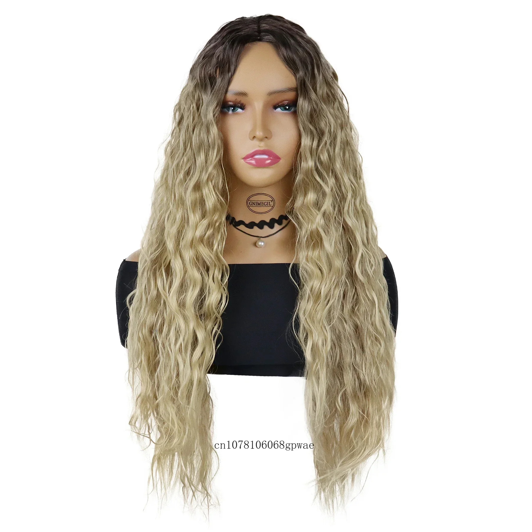 شعر مستعار طويل مموج للنساء، شعر مستعار اصطناعي أشقر متدرج، شعر مستعار طبيعي منفوش للسيدات، كوسبلاي يومي لحفلات الهالوين، مقاوم للحرارة #2