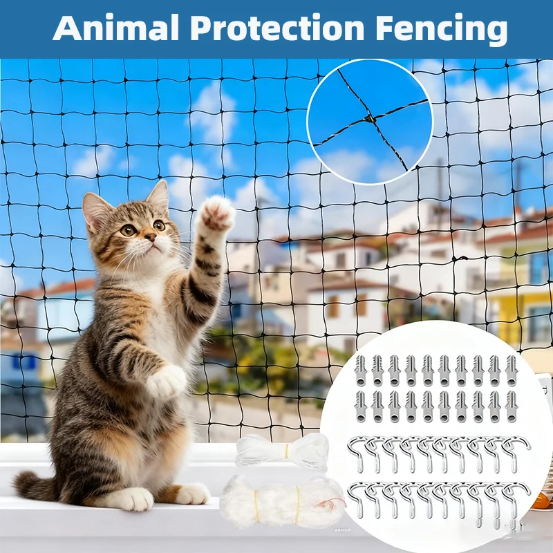 Balcony Netting for Pets Anti-Fall Mesh Cat Safety Fence for Patio Pet Guard Netting for Balcony Stairs Doorway Window Gate Deck