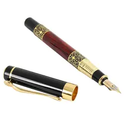 New High Quality Black Red Golden Carving Mahogany Business Office Fountain Pen School Student Supplies