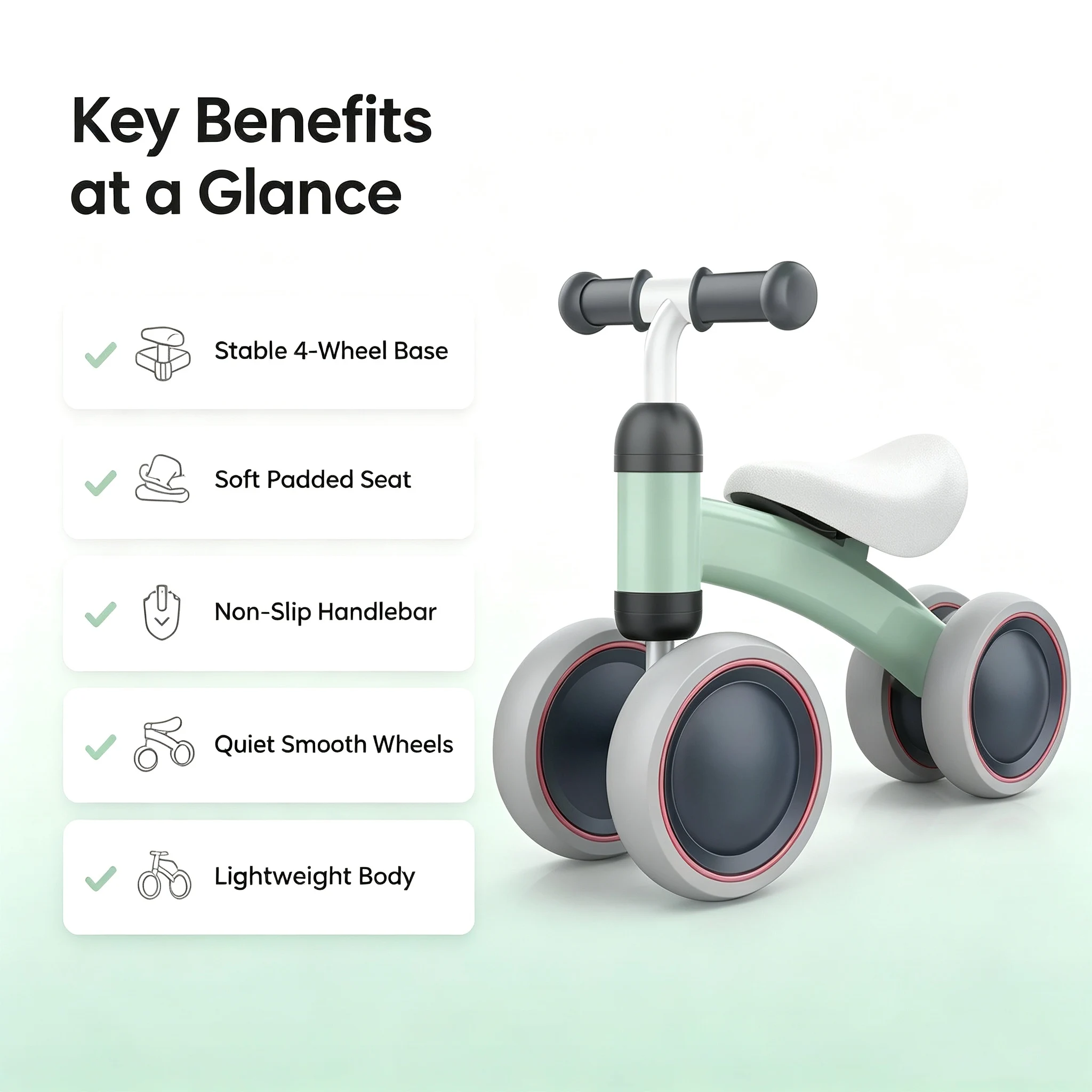 Baby Balance Bike No Pedal Walking Training Bike Comfort Seat Anti-slip Silent Wheels Toddler First Birthday Gift for 1-3 Years view 2
