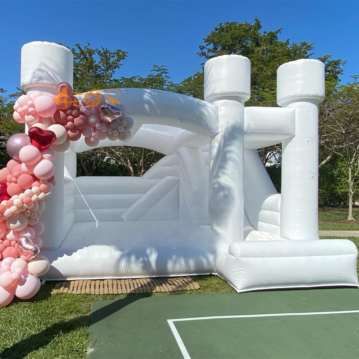 FOR White Bouncy Castle for Party Inflatable Wedding Bouncer with Slide Commercial  Bounce House