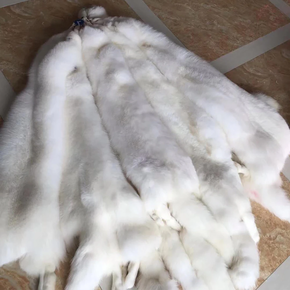 

Real White Fox Fur, Dense Winter Leather Hides, Natural Tanned Pelts, Craft Materials for Lining, Coat, Scarf, Collars, 1 Piece