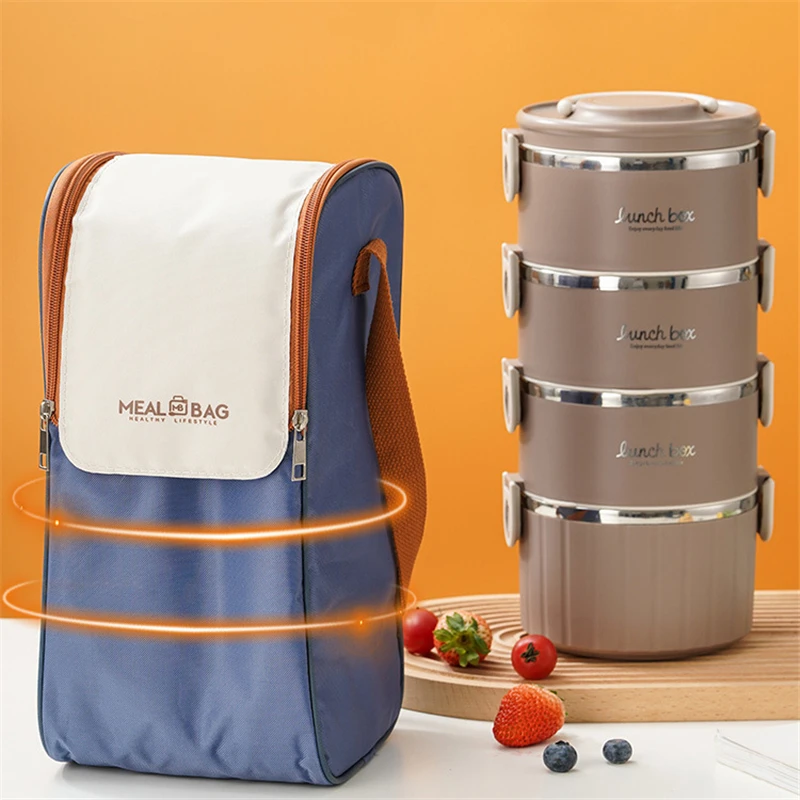 Fiambrera térmica portátil para niños, bolsa de almacenamiento Bento, aislamiento escolar para comida, Picnic, enfriador a prueba de fugas