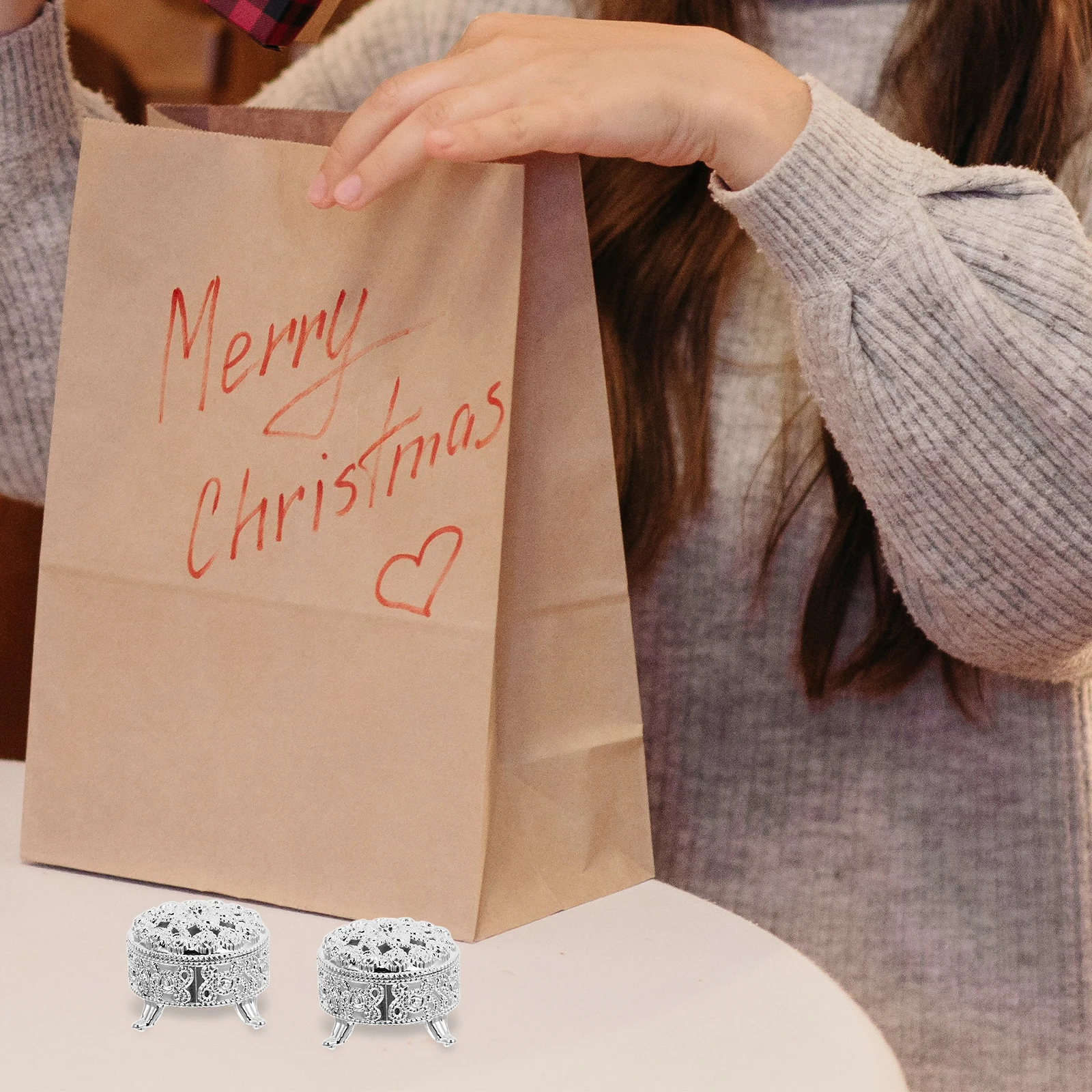 

6pcs Candy Silver European Style Party Favor Boxes for Wedding Dessert Candy Jars Round Storage Boxes Practical Durable Jewelry