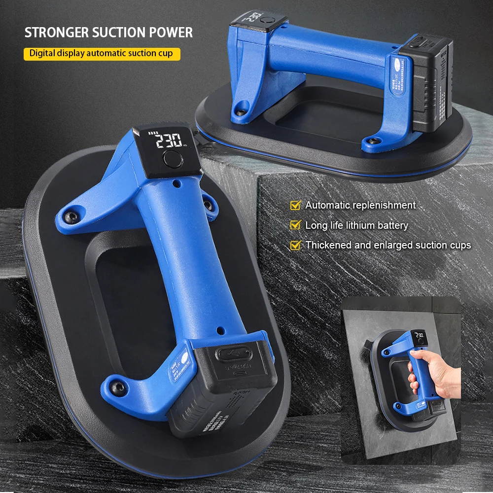 كوب شفط كهربائي، أكواب شفط كهربائية محمولة بقاعدة 10 بوصة مع شاشة LED لرفع بلاط الجرانيت الزجاجي الكبير المعدني